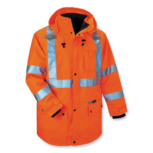 ergodyne GloWear 8385 Class 3 Hi-Vis 4-in-1 Jacket, 5X-Large, Orange
