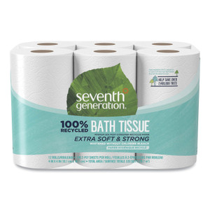 Seventh Generation 100% Recycled Bathroom Tissue, Septic Safe, 2-Ply, White, 240 Sheets/Roll, 12 Rolls/Pack, 4 Packs/Carton (SEV13733CT) View Product Image