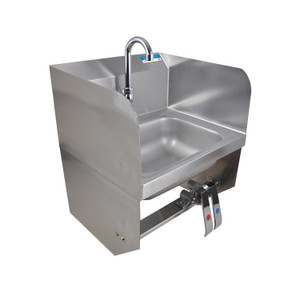 BK Resources Stainless Steel Hand Sink with Side Splashes, 14" l x 10" w x 5" d