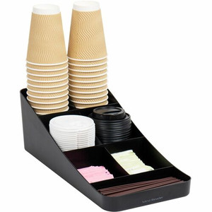 Mind Reader EMS Mind Trove 7-Condiment Coffee Organizer - 7 Compartment(s) - 5.25" Height x 7.75" Width x 16" Depth - Black - Plastic