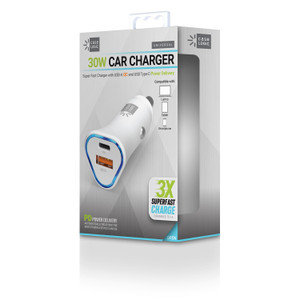 ByTech PD Car Charger, 30 W, Two 3 A Ports, White