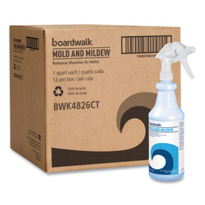 Boardwalk Mold and Mildew Remover with Bleach, Ready to Use, Floral Scent, 32 oz Bottle, 12/Carton
