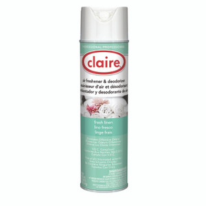 Claire Aerosol Air Freshener and Deodorizer, Fresh Linen, 10 oz Aerosol Spray, 12 Cans