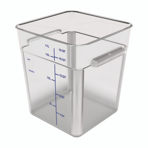 Carlisle Squares Polycarbonate Food Storage Container, 18 qt, 11 13 x 11.13 x 12.58, Clear, Plastic