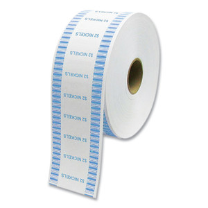 CONTROLTEK Automatic Coin Wrapper Roll for Coin Wrapping Machines, Nickels, $2.00, Kraft/Blue, 2,000/Roll, 8 Rolls/Carton