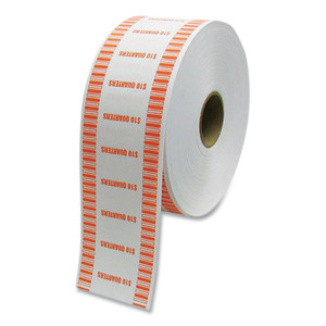 CONTROLTEK Automatic Coin Wrapper Roll for Coin Wrapping Machines, Quarters, $10.00, Kraft/Orange, 2,000/Roll, 8 Rolls/Carton