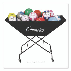 Champion Sports Pro Collapsible Volleyball Cart, 23" x 55" x 41", Black