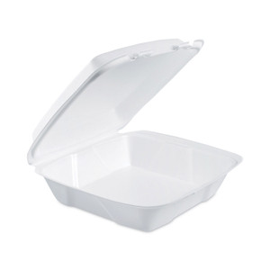 Dart Insulated Foam Hinged Lid Containers, 9.01 x 9.4 x 3, White, 100/Pack, 2 Packs/Carton