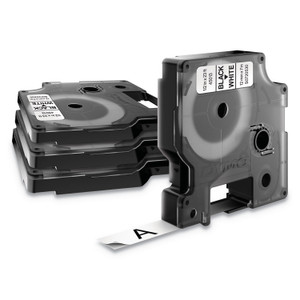 DYMO D1 Standard Labels, 0.5" x 23 ft, Black Print on White Tape, 4/Pack
