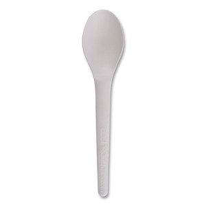 Eco-Products Plantware Compostable Cutlery, Spoon, Plastic, White, 1,000/Carton