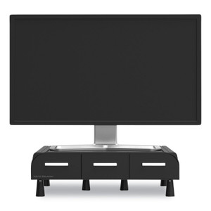 Mind Reader Perch Monitor Stand and Desk Organizer, 13.46" x 12.87" x 2.72", Black/Silver