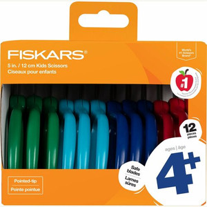 Fiskars 5" Pointed-tip Kids Scissors - Safety Edge Blade - Pointed Tip - Assorted - (FSK1067002)