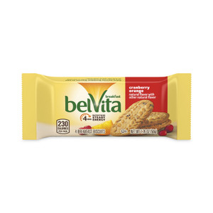 BelVita Cranberry Orange Crunchy Breakfast Biscuits, 1.76 oz Packet of 6, 5 Packs/Box, 6 Boxes/Carton