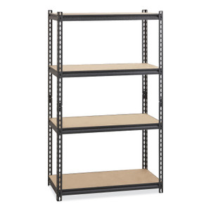 Hirsh Industries Iron Horse 2300 Rivet Shelving, Four-Shelf, 36w x 18d x 60h, Black