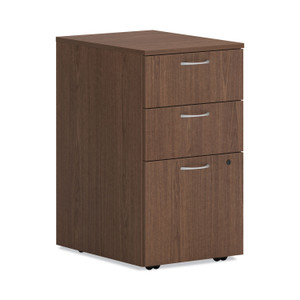 HON Mod Mobile Pedestal, Left or Right, 3-Drawers: Box/Box/File, Legal/Letter, Sepia Walnut, 15" x 20" x 28"