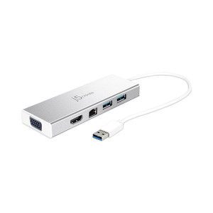 j5create Dual Monitor Docking Station for PC/Mac, Silver