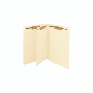Medical Arts Press End Tab Classification Folders, 0.75" Expansion, 1 Divider, 4 Fasteners, Letter Size, Manila Exterior, 200/Box