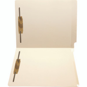Medical Arts Press Heavy-Duty Poly-Reinforced End-Tab Fastener Folders, 1" Expansion, 2 Fasteners, Letter Size, Manila Exterior, 50/Box
