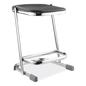 NPS 6600 Series Elephant Z-Stool, Backless, Supports Up to 500 lb, 22" Seat Height, Black Seat, Chrome Frame