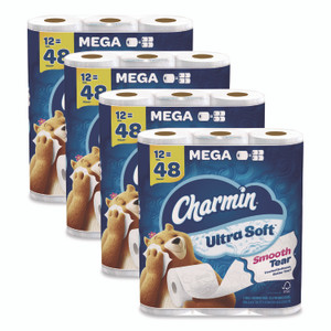 Charmin Ultra Soft Bathroom Tissue, Mega Roll, Septic Safe, 2-Ply, White, 224 Sheets/Roll, 12 Rolls/Pack, 4 Packs/Carton