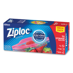 Ziploc Seal Top Bags, Gallon, 10.75" x 10.56", Clear, 75/Box