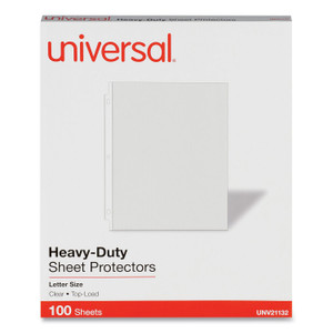 Universal Top-Load Poly Sheet Protectors, Heavy Gauge, Letter Size, Clear, 100/Pack