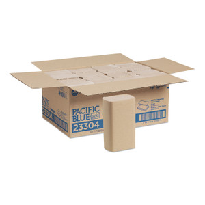 Georgia Pacific Professional Pacific Blue Basic M-Fold Paper Towels, 1-Ply, 9.2 x 9.4, Brown, 250/Pack, 16 Packs/Carton