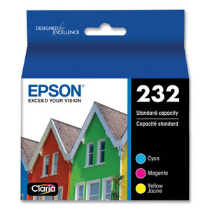 Epson T232520S (T232) Claria Ink, 165 Page-Yield, Cyan/Magenta/Yellow