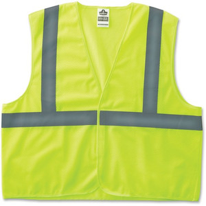 Ergodyne Class 2 Lime Super Econo Vest - Large/Extra Large - Lime - Reflective, Machine Washable, Lightweight, Hook & Loop Closure