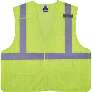 Ergodyne 8217BA Breakaway Hi-Vis Class 2 Vest - Recommended for: Accessories, Flagger, Airport, Baggage Handling, Forestry, Utility - 2-Xtra Large/3-Xtra Large - Hook & Loop Closure - Lime - EGO21527
