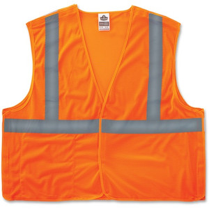 Ergodyne Orange Econo Breakaway Vest - 2-Xtra Large/3-Xtra Large - Orange - Reflective, Machine Washable, Lightweight, Hook & Loop Closure, Pocket - (EGO21065)