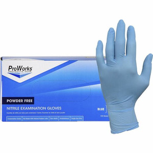 ProWorks NPF Nitrile Powder Free Exam Gloves - 5.5 mil Thickness x 9.50" Glove Length - Large Size - For Right/Left Hand - Synthetic Nitrile Rubber - Blue