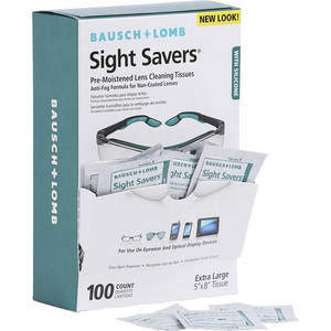 Bausch + Lomb Sight Savers Pre-Moistened Cleaning Tissues - For Eyeglasses, Display Screen, Lens, Multipurpose - Pre-moistened, Anti-fog, Anti-static, Scratch Resistant - White
