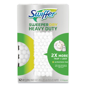 Swiffer Heavy-Duty Dry Refill Cloths, White, 11 x 8.5, 32/Pack