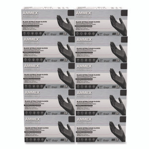 AMMEX Professional Nitrile Exam Gloves, Powder-Free, 3 mil, Medium, Black, 100/Box, 10 Boxes/Carton AMMEX Professional Nitrile Exam Gloves, Powder-Free, 3 mil, Medium, Black, 100/Box, 10 Boxes/Carton