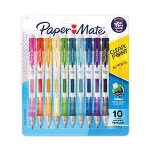 Paper Mate Clear Point Mechanical Pencil, 0.7 mm, HB (#2), Black Lead, Assorted Barrel Colors, 10/Pack Paper Mate Clear Point Mechanical Pencil, 0.7 mm, HB (#2), Black Lead, Assorted Barrel Colors, 10/Pack