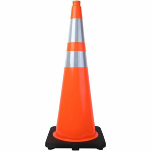 Tatco Slimline Traffic Cones - 36" Height - Reflective, Flexible - Polyvinyl Chloride (PVC) - Orange