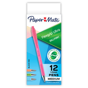 Paper Mate FlexGrip Ultra Recycled Ballpoint Pen, Retractable, Medium 1 mm, Black Ink, Assorted Barrel Colors, Dozen Paper Mate FlexGrip Ultra Recycled Ballpoint Pen, Retractable, Medium 1 mm, Black Ink, Assorted Barrel Colors, Dozen