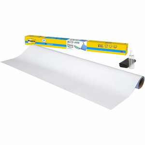 Post-it Easy Erase Whiteboard Roll, 8'x4' - 48" (4 ft) Width x 96" (8 ft) Height - White Polyester Surface - Rectangle - Stain Proof, Wipe-off, Smooth Surface