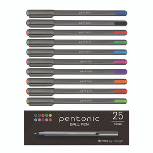 TOPS PENTONIC Ballpoint Pen, Stick, Medium 1 mm, Assorted Ink Colors, Charcoal Gray Barrel, 25/Pack TOPS PENTONIC Ballpoint Pen, Stick, Medium 1 mm, Assorted Ink Colors, Charcoal Gray Barrel, 25/Pack