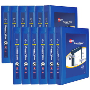 Avery Framed View Heavy-Duty Binders, 3 Rings, 1" Capacity, 11 x 8.5, Navy Blue, 12/Carton Avery Framed View Heavy-Duty Binders, 3 Rings, 1" Capacity, 11 x 8.5, Navy Blue, 12/Carton