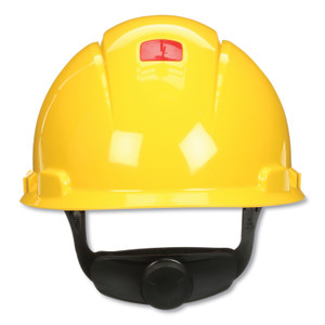 3M SecureFit Hard Hat with Uvicator, Four-Point Ratchet Suspension, Yellow