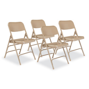 NPS 300 Series Deluxe All-Steel Triple Brace Folding Chair, Supports Up to 480 lb, 17.25" Seat Height, Beige, 4/Carton NPS 300 Series Deluxe All-Steel Triple Brace Folding Chair, Supports Up to 480 lb, 17.25" Seat Height, Beige, 4/Carton