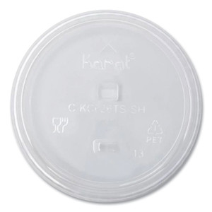 Karat PET Lids, Strawless Sipper, Fits 12 oz to 24 oz Cold Cups, Plastic, Clear, 1,000/Carton Karat PET Lids, Strawless Sipper, Fits 12 oz to 24 oz Cold Cups, Plastic, Clear, 1,000/Carton