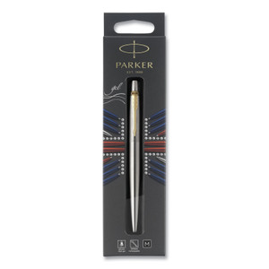 Parker Jotter Rollerball Pen, Retractable, Medium 0.7 mm, Black Ink, Stainless Steel Barrel Parker Jotter Rollerball Pen, Retractable, Medium 0.7 mm, Black Ink, Stainless Steel Barrel
