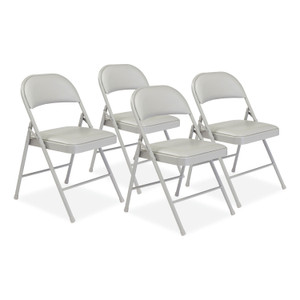 BASICS by NPS 950 Series Vinyl Padded Steel Folding Chair, Supports Up to 250 lb, 17.75" Seat Height, Gray, 4/Carton BASICS by NPS 950 Series Vinyl Padded Steel Folding Chair, Supports Up to 250 lb, 17.75" Seat Height, Gray, 4/Carton