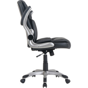 NuSparc Leather Rolling Chair - Mid Back - 5-star Base - Black - Bonded Leather - Armrest