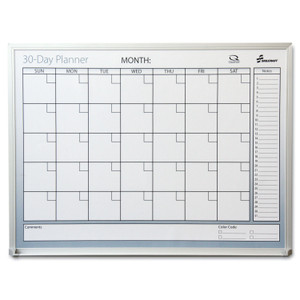 AbilityOne 7520012239896 SKILCRAFT Quartet Dry Erase 30-Day Planner, 36 x 24, White Surface, Aluminum Frame (NSN2239896) View Product Image
