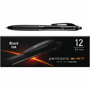 Pentonic Retractable Ballpoint Pens - 0.7 mm Fine Pen Point - Retractable - Black Ink - Nickel Silver Tip