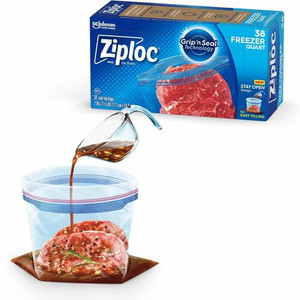 Ziploc Grip n' Seal Freezer Bags - Medium Size - 1 quart Capacity - 7.43" Length x 7" Width - Textured - Blue - (SJN351177)